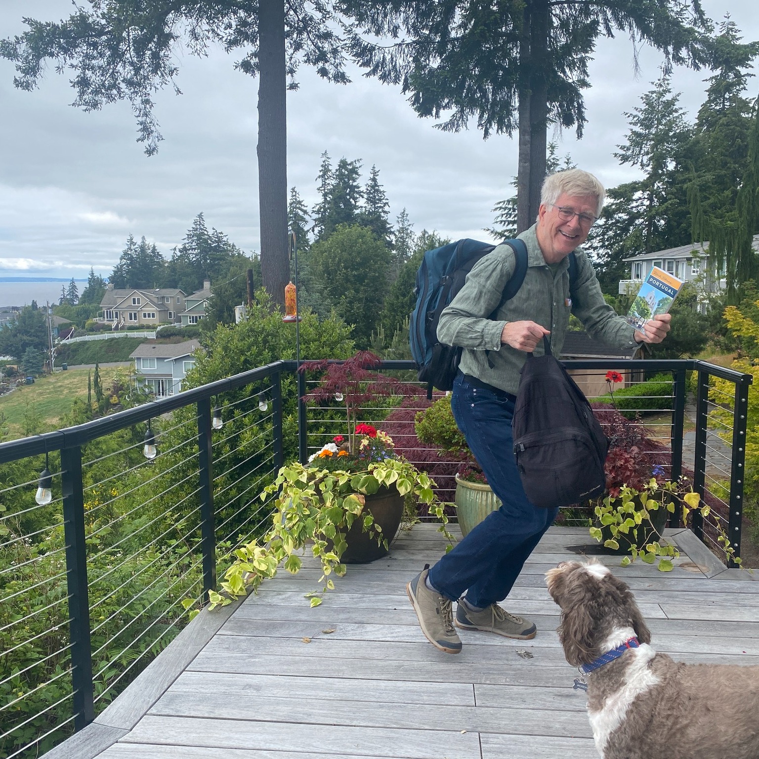 Rick Steves dog and backpack