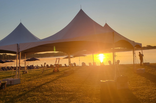Chill and sunshine as we set up for the beach party