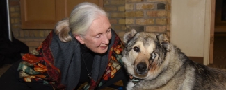 Dr. Goodall was delighted to meet Raha and very moved by his story.